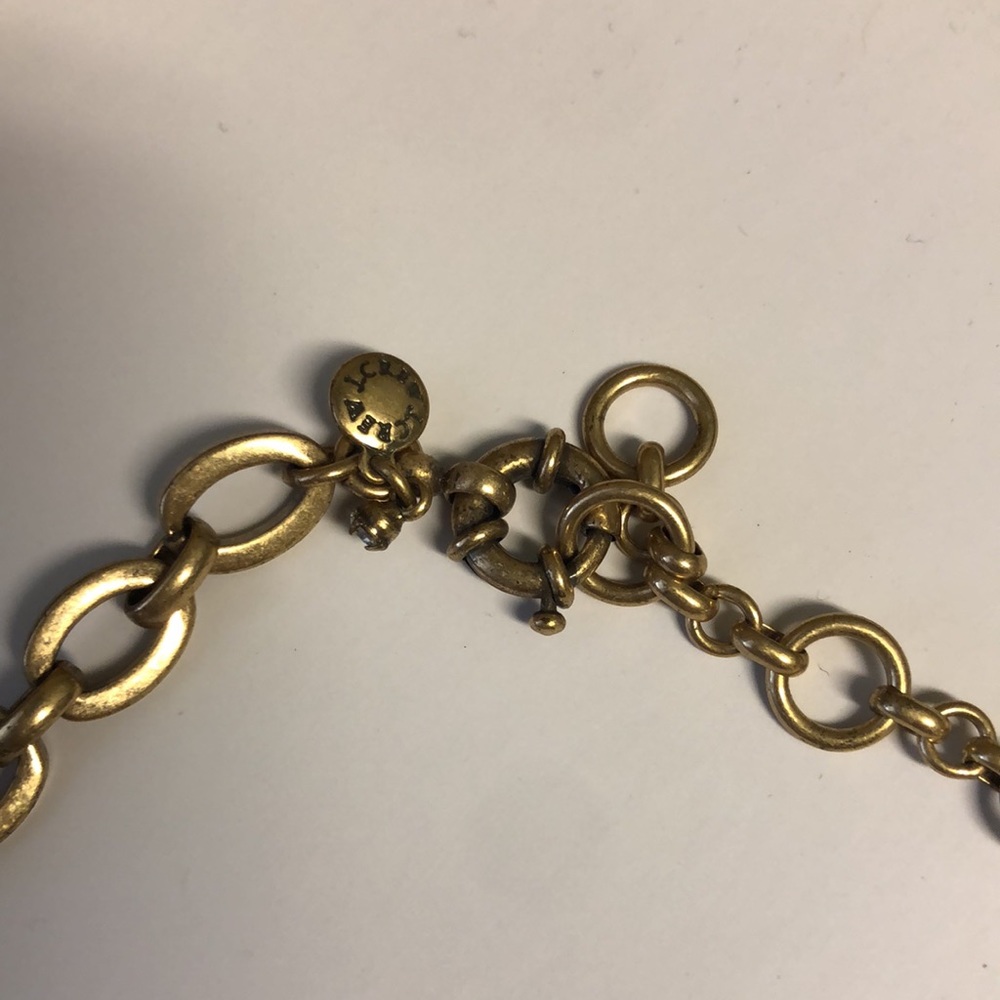 J. Crew Statement Necklace gold tone with mint light purple brown gold chain - Picture 4 of 4